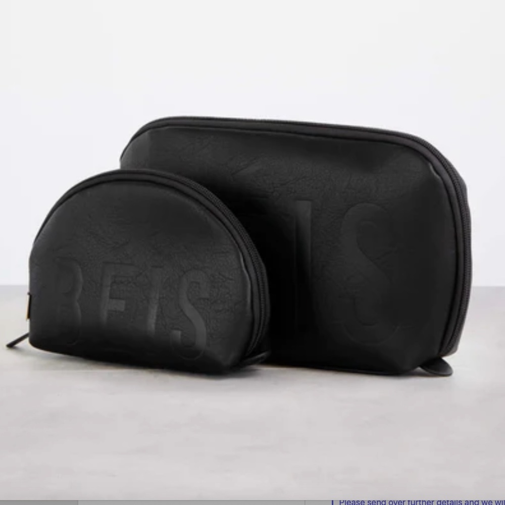 Beis The Cosmetic Pouch Set in Black NWT